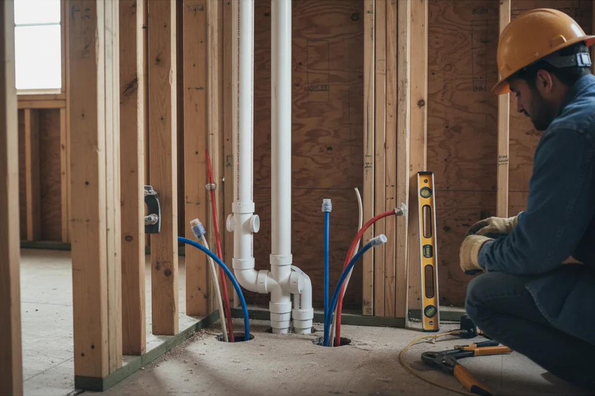 Drain and supply rough-in during Toilet Repair and Installation in Frisco