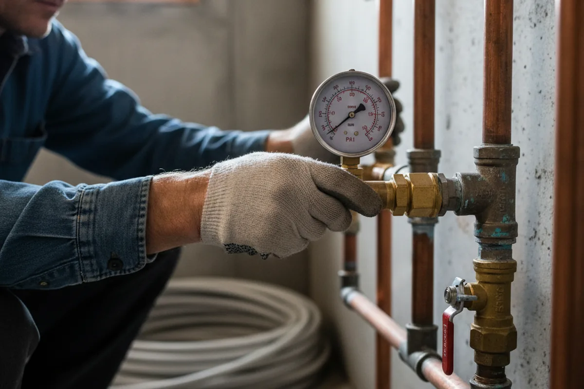 Pressure testing a repaired line during Water Line Repair in Frisco